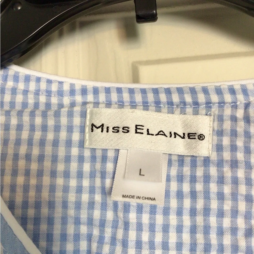 2/$10, 3/$13 Miss Elaine pink blue plaid duster housecoat - Picture 4 of 6